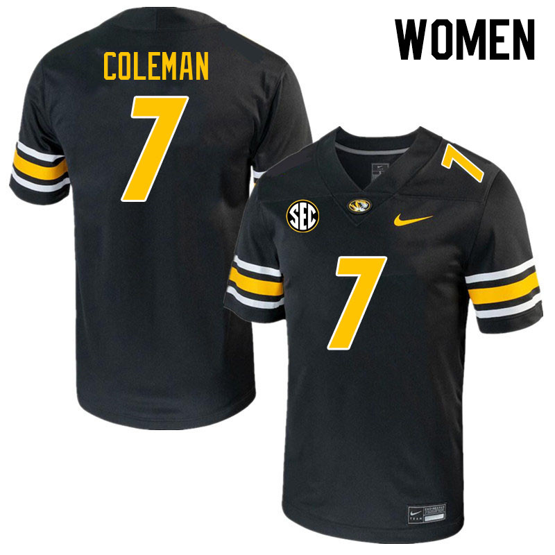 Women #7 DJ Coleman Missouri Tigers College 2023 Football Stitched Jerseys Sale-Black - Click Image to Close